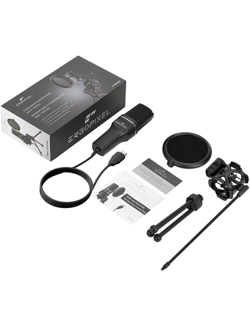 Ergopixel Condenser Microphone With Tripod - Black