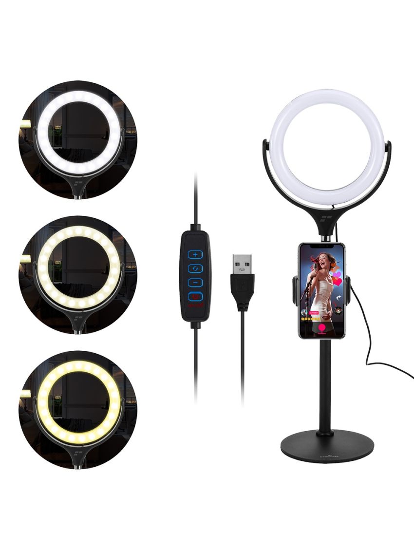 Ergopixel Desktop Tripod Stand With LED Ring Light - Black